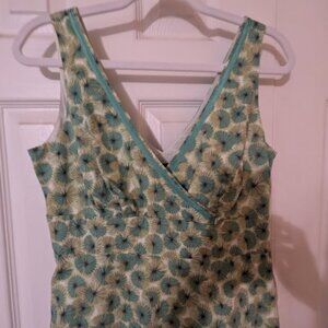 Boden sleeveless green floral dress